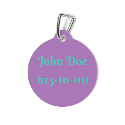 Custom AZ Kidz Purple Pet ID Tag — Personalized Dog & Owner Contact Tag