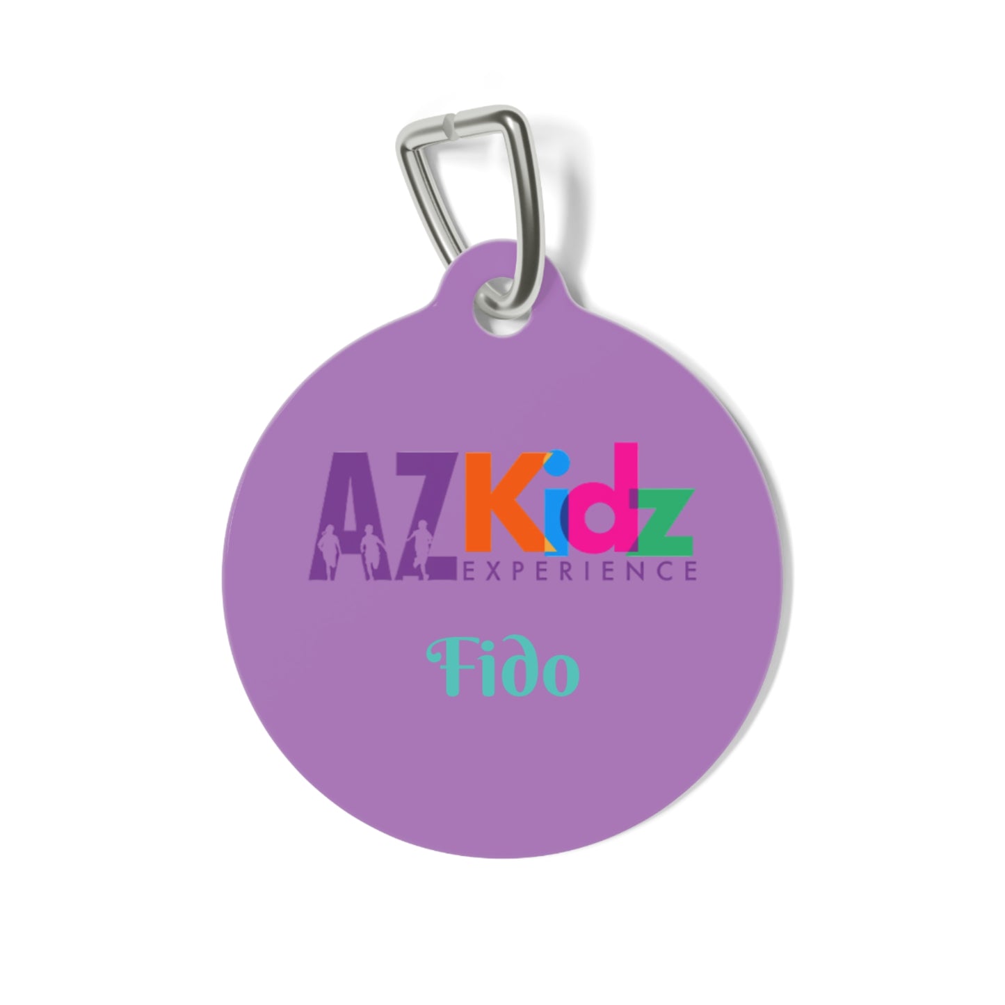 Custom AZ Kidz Purple Pet ID Tag — Personalized Dog & Owner Contact Tag