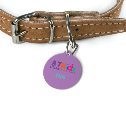 Custom AZ Kidz Purple Pet ID Tag — Personalized Dog & Owner Contact Tag