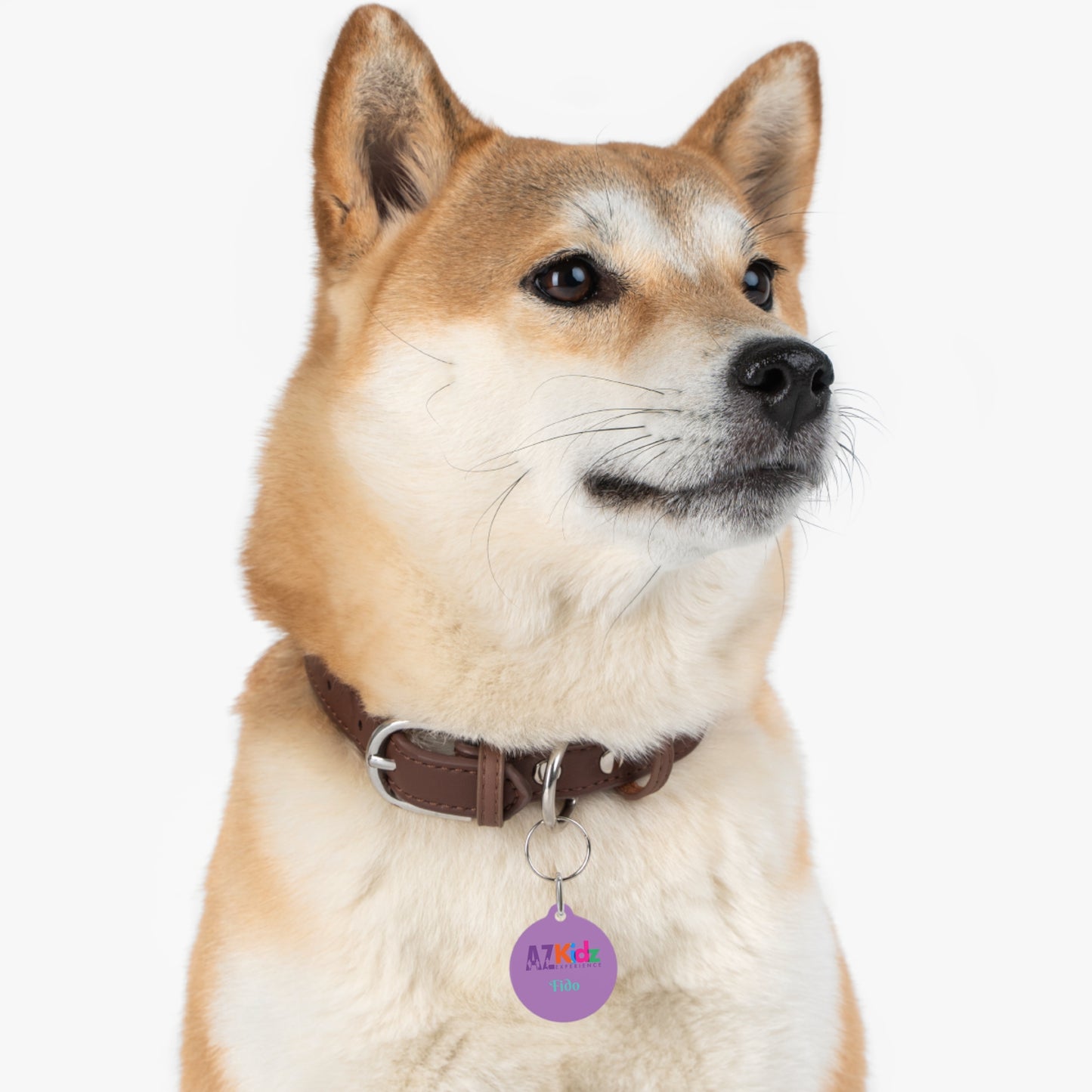 Custom AZ Kidz Purple Pet ID Tag — Personalized Dog & Owner Contact Tag